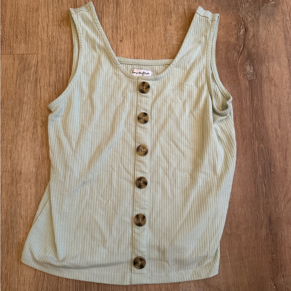 GIRLS GREEN BUTTON TANK